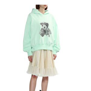 We11done Green Pixel Teddy Hoodie  Size S